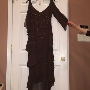 In phase fashions brown chiffon dress